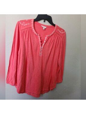 Pink Relaxed 3/4 Sleeve Tunic Size Large